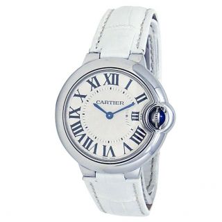 Cartier Ballon Bleu Stainless Steel Leather Quartz Silver Ladies Watch Wsbb0034
