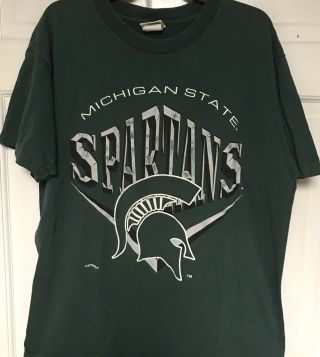 Vtg 90s Nutmeg Michigan State Spartans T - Shirt,  Men’s Xl,  Made In Usa,  Sparty
