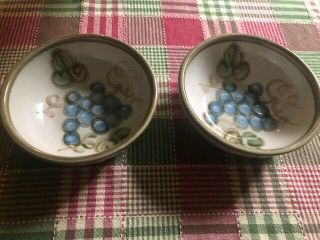 John B.  Taylor Vintage Blue Grapes Cereal Bowls Louisville Stoneware Pottery