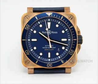 Bell & Ross Br03 - 92 Diver Blue Bronze Wristwatch Br0392 - D - Lu - Br/sca Limited