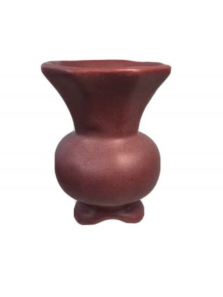 Vintage Niloak 4” Vase Maroon Footed
