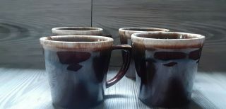 Vintage Mccoy Brown Drip Glaze Mid - Century Made In The Usa Coffee Mugs Set Of 4