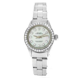 Rolex Oyster Perpetual 6516 Ladies Stainless Steel Diamond Mop 25mm Watch