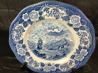 Lochs Of Scotland Royal Warwick England Blue And White Plate Size 10 Inches