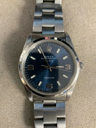 Rolex Air - King 34 Steel Blue Dial Automatic Bracelet Watch 14000 As - Is