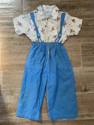 Vintage 50s 60s Young - Fair Togs Baby Boys Coveralls Jumpsuit Music Theme