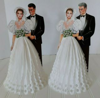 Vintage 1990 Beistle Bride & Groom Art Tissue Paper Centerpiece Wedding Decor