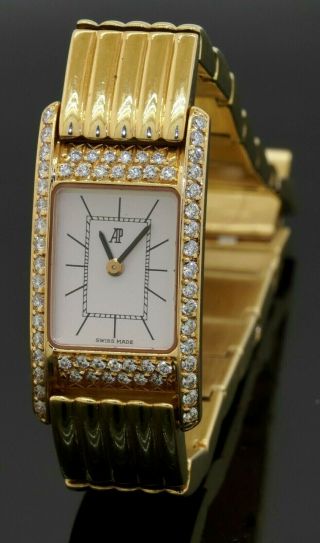 Audemars Piguet Heavy Vintage 18k Yg 1.  0ct Vs1/f Factory Diamond Ladies Watch