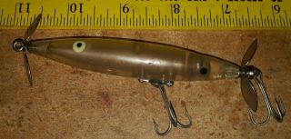 Heddon Dying Flutter Vintage 4 1/4 In.  X - Ray Clear Tackle Fishing Lure Exc.