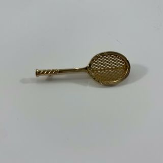 Vintage Signed Swank Tennis Racket Brooch Pin Womens Jewelery