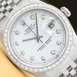 Mens Rolex Datejust 18k White Gold Diamond & Steel White Dial Watch,  Rolex Band