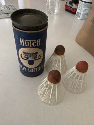 Vintage Antique Badminton Shuttlecocks/birdies Hutch Carlton Canister