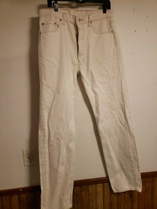 vintage levis 501 button fly denim jeans shrink to fit white 34 