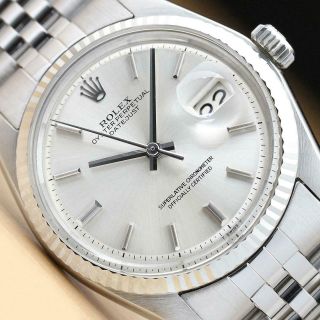 Rolex Mens Datejust Silver Dial 18k White Gold & Steel Watch,  Rolex Band
