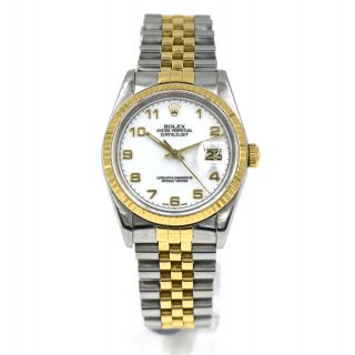 Vintage Gents Rolex Datejust 16233 Wristwatch Stainless Steel 18k Gold Box C1988