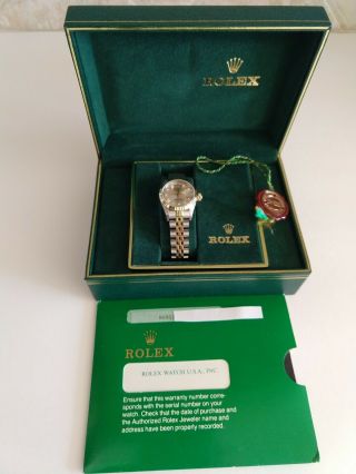 Rolex Watch Women 26mm Datejust Steel 18k Yellow Gold Diamond Dial Certificate