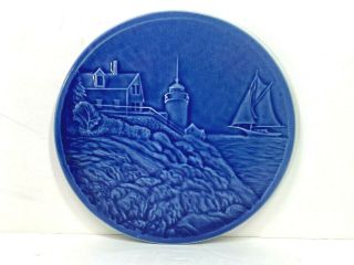 Edgecomb Potters Blue Harbor Lighthouse 8 " Art Pottery Trivet