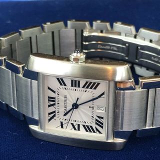 Factory Cartier Tank Francaise Automatic Steel Date watch Ref 2302 28mm 2