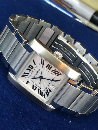 Factory Cartier Tank Francaise Automatic Steel Date watch Ref 2302 28mm 3