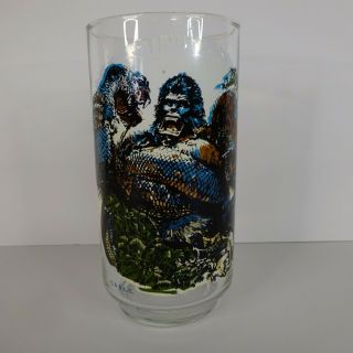 Vintage 1976 Coca Cola King Kong Drinking Glass - Battles The Serpant