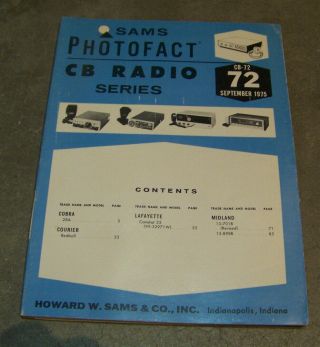 Sams Photofact Cb Radio Series Volume 72 September 1975 4th Printing Ships
