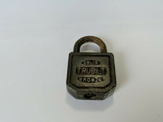 Vintage Solid Bronze Trubilt Padlock Lock
