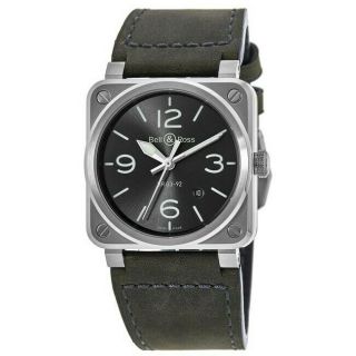 Bell & Ross Br 03 - 92 Grey Dial Grey Leather Men 