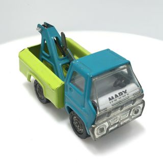 Vintage 1968 Marx Toys Blue Pressed Steel Tow Truck - Japan - 1:50 Scale