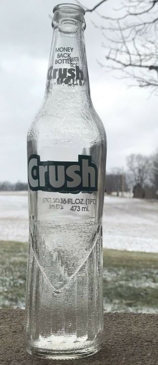 Vintage Clear Glass Orange Crush 16oz Bottle 276 11 1/4”