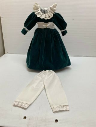 Vintage Victorian Lady Style Doll Green Velvet Dress For 18 " To 20 " Doll