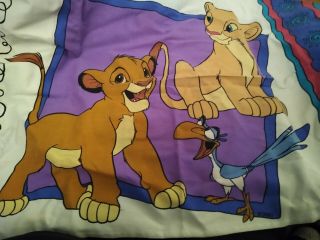 Vintage 90s Disney Lion King Pillowcase Simba Nala Timon Zazu Pumbaa Bright Euc