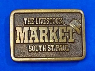 Vintage 1981 Age Of Bronze Belt Buckle - The Livestock Market South St.  Paul
