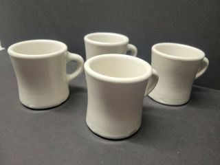 Set Of 4 Vtg Victor Usa Diner Mug Coffee Heavy Restaurant Ware Off White Ceramic