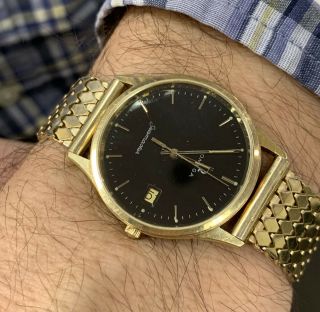 Vintage 14k Solid Yellow Gold Omega Seamaster Mens Wrist Watch