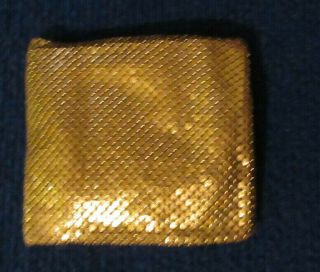 Whiting And Davis Vintage Gold Mesh Small Coin Purse Bi Fold Wallet Snap
