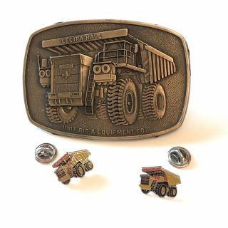 Lectra Haul Belt Buckle And Two Tack Style Pins Unit Rig And Equipment Co.  Vtg