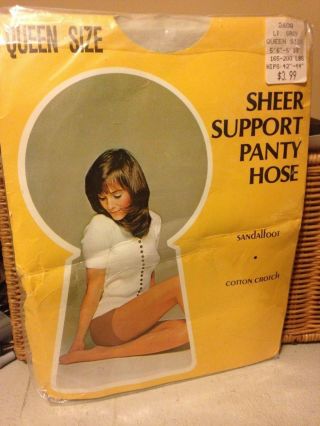 Very Exciting Vintage Queen Size Grey Nude Pantyhose W/ Model
