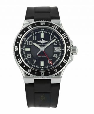 Breitling Superocean Gmt Black Dial Automatic Stainless Steel 41mm Men 