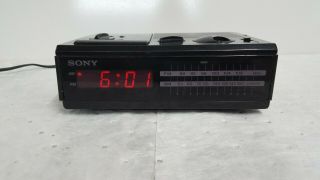 Vintage Sony Dream Machine Icf - C2w Am/fm Alarm Clock Radio Black