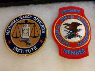 2 Vintage Nra Patches National Rifle Association Range Officers Endowment Gun