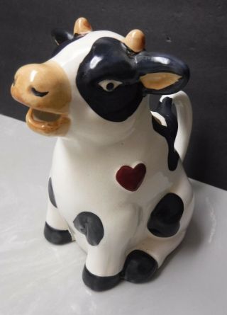 Vintage Ceramic Spotted Cow Milk Pitcher Large 7 " Tall - Cbk Ltd