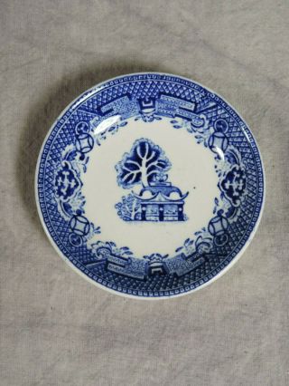 Vintage Blue " Willow " Woodsware Wood & Sons England Butter Pat Plate