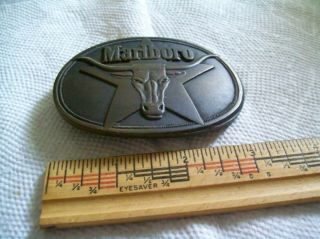 Vintage Marlboro Longhorn And Star Solid Brass Belt Buckle 1987 Phillip Morris