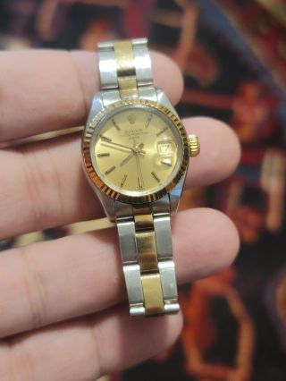 Ladies Rolex Date 18k Gold And Stainless Steel