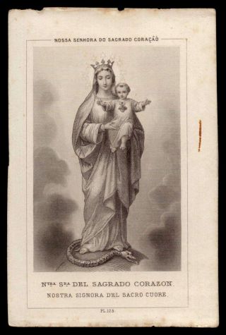 Our Lady Of The Sacred Heart Antique Lamarche Holy Card