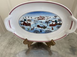 Villeroy & Boch Naif Christmas Vitro Porcelaine Laplau Oval Handled Plate
