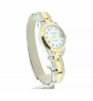 Rolex Datejust Lady 18k Yellow Gold & Steel Watch Oyster Band White Mop Diamond