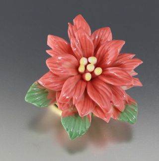 Vintage 80’s Gold Tone Yellow Pink Green Porcelain Flower Pin Brooch