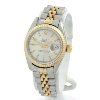 Rolex Ladies Stainless Steel 18k Gold Perpetual Datejust Wrist Watch W2963 - 1
