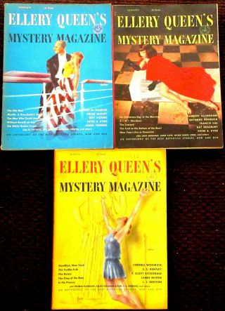 3 - 1st Edition Vintage Ellery Queen Mystery Magazines - Jan Feb Mar 1953